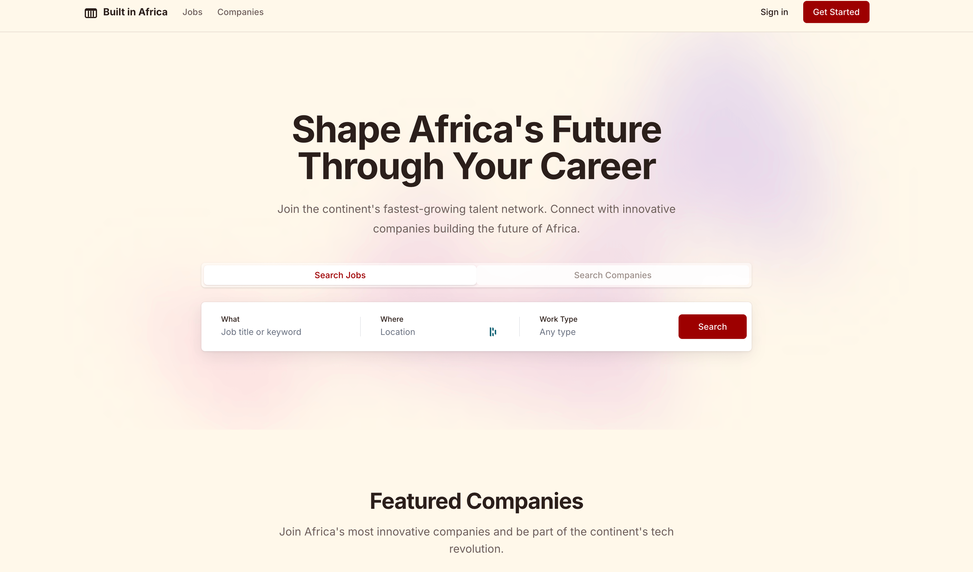 Built in Africa website