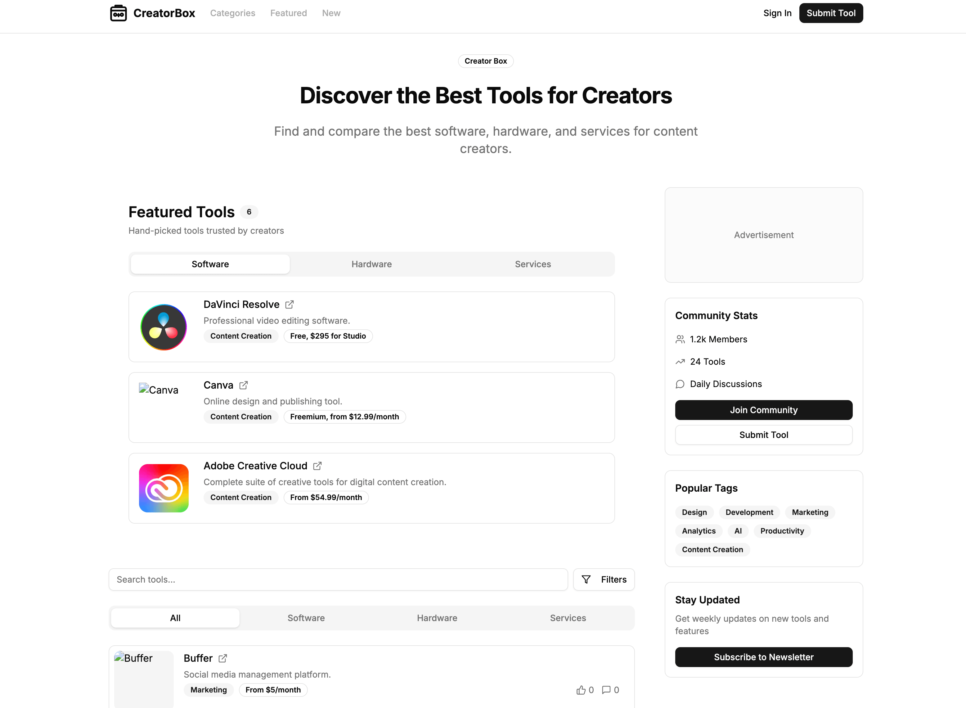 CreatorBox website image